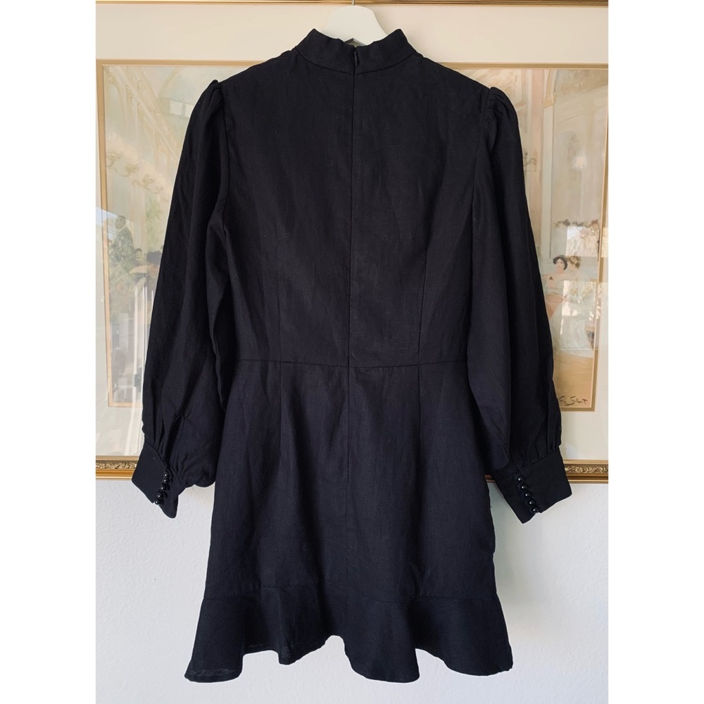 Sofia The Label Elsa Long Sleeve Linen Dress in Black - Picture 5 of 6